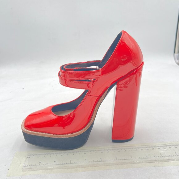 YDN Red Patent Leather Block Heels - Picture 2 of 13